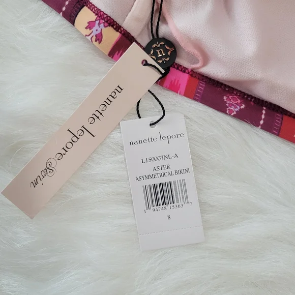 Nanette Lepore Swim Bikini Set 8 Bohemian Print Asymmetrical Cut High Rise NWT - Picture 6 of 16